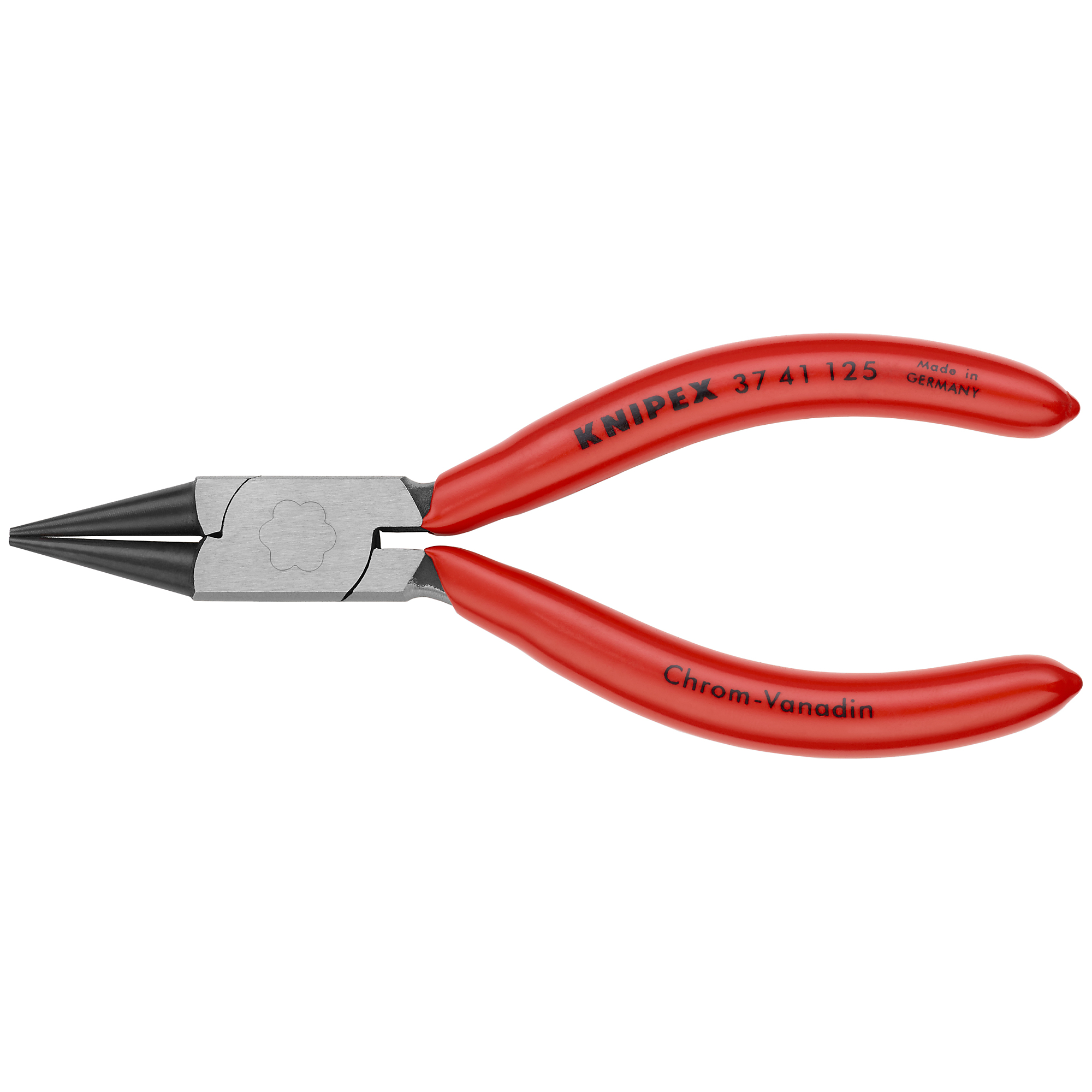 KNIPEX Electronics Gripping Pliers - 5in., Plastic Coating, Steel, Round Pointed Jaws, Model# 37 41 125